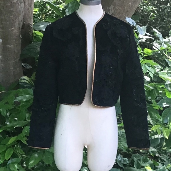 Vintage Lisandro Sarasota velvet with leather gold trim jacket - Picture 1 of 9